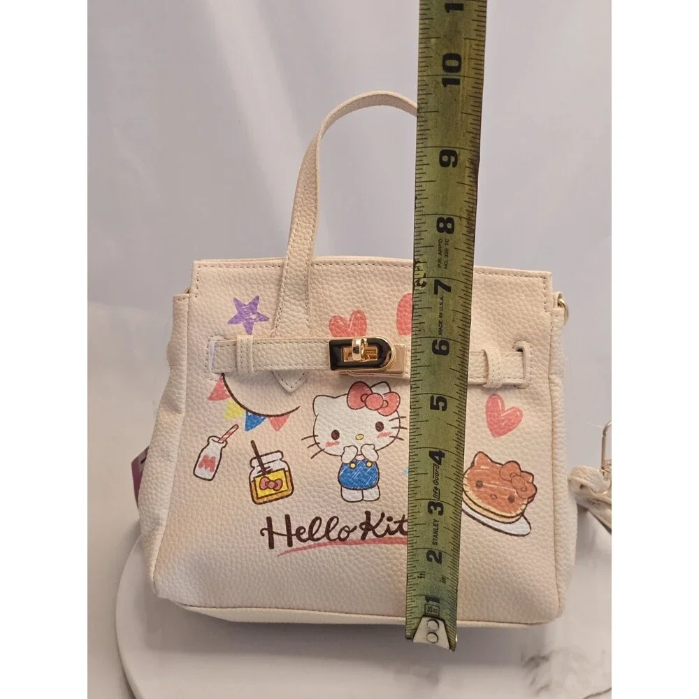 Hello Kitty Painted Mini Satchel Crossbody Purse NWT Sanrio White Faux Leather